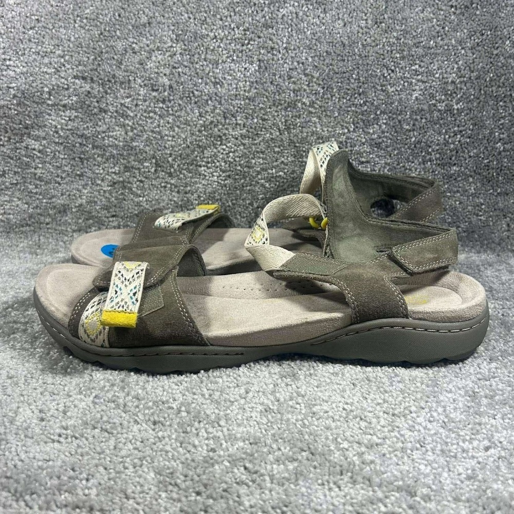 Clarks Sandals Olive Green Suede Strappy Leisa Janna Sporty‎ Womens Size 10